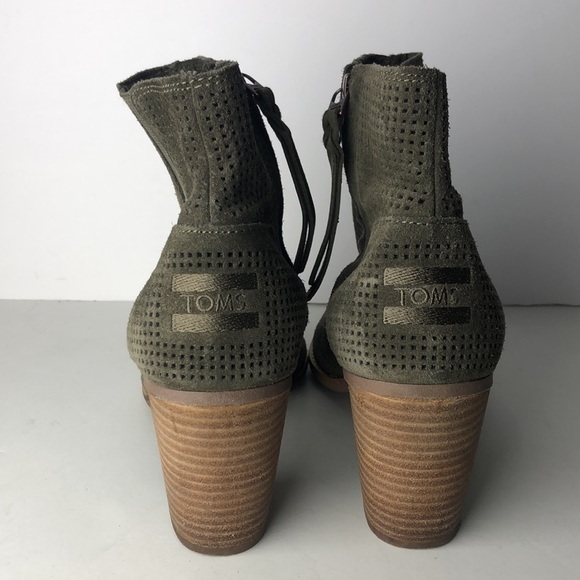 Toms Majorca Suede Perforated Peep Toe Ankle Boots 9 - Picture 6 of 11